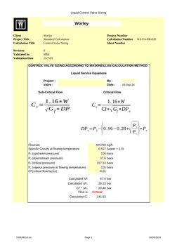 Control Valve Sizing Calculations | PDF | Pressure | Valve