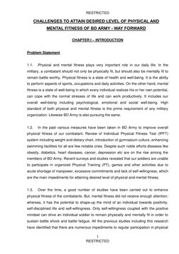 RESTRICTED 
 
 
1 
RESTRICTED 
 
 
 
CHAPTER I – INTRODUCTION 
 
Problem Statement 
 
1.1. 
Physical and mental fitness plays