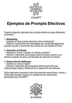 ai.medios
Veamos algunos ejemplos de prompts efectivos para diferentes contextos:
1. Marketing:
  - Inefectivo: Qué puedes de