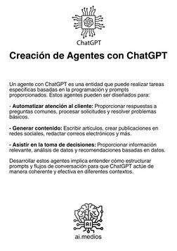 ai.medios
Un agente con ChatGPT es una entidad que puede realizar tareas específicas basadas en la programación y prompts pro