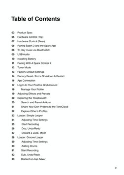 Table of Contents
03
05
07 
08 
08 
09
10
11
12
13
14
16
17
18
19
20
20
21
22 
23
24
25
26
27
28
29
30
31
32
33
Product Spec