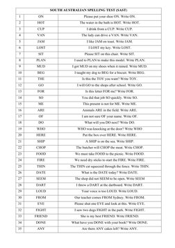 South Australian Spelling Test Guide | PDF | Leisure