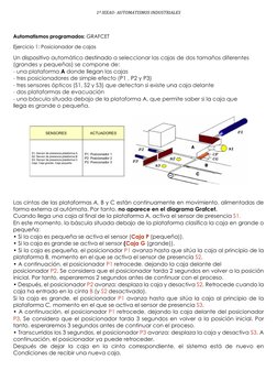 1º IEEAU- AUTOMATISMOS INDUSTRIALES
Automatismos programados: GRAFCET 
Ejercicio 1: Posicionador de cajas 
Un dispositivo aut