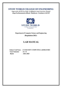 CCS364 Soft Computing Lab Manual | PDF | Algorithms | Artificial ...