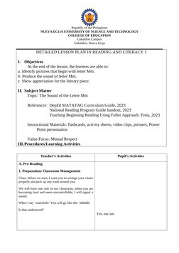 Grade 1 Detailed Literacy Lesson Plan | PDF | Behavior Modification ...