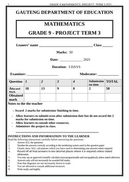 Gr 9 Math Project Grade 9 Mathematics Project Term 3 | PDF | Numbers | Mathematics