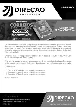 1) O simulado consistirá em 50 (cinquenta) questões, valendo a mesma quantidade de pon-
tos e seguindo o formato múltipla esc