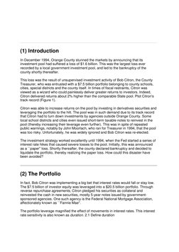 (http://www.go2pdf.com)(1) Introduction
In December 1994, Orange County stunned the markets by announcing that its
investmen