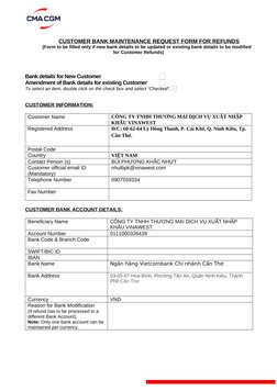 Customer Bank Details Maintenance Form | PDF | Banking
