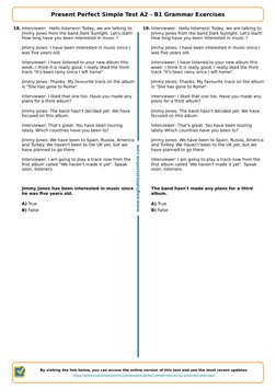 467 Present Perfect Simple Test A2 b1 Grammar Exercises | PDF