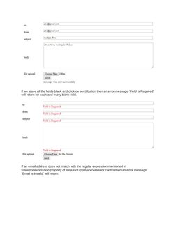  
If we leave all the fields blank and click on send button then an error message “Field is Required”
will return for each an