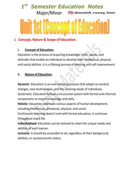 1st Sem Education Notes (Major Minor) Cluster | PDF