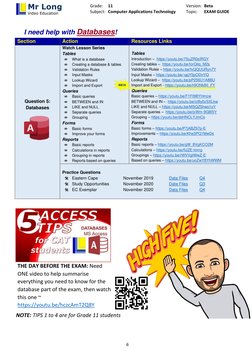 Grade 11 CAT Exam Preparation Guide | PDF | Spreadsheet | Databases
