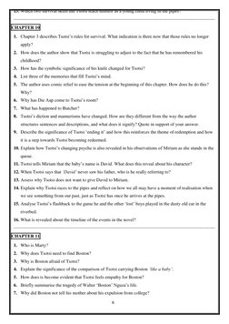 6 
 
15. Which two survival skills did Tsotsi teach himself as a young child living in the pipes? 
--------------------------