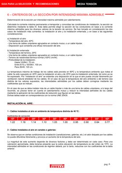 pag. 6
6 – CRITERIOS DE LA SECCIÓN POR INTENSIDAD MÁXIMA ADMISIBLE 
 
Determinación de la sección por intensidad m
