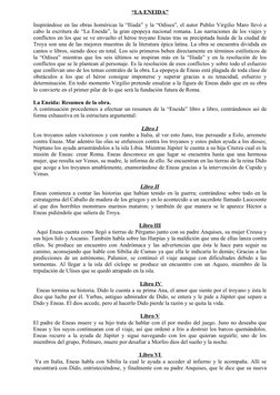 “LA ENEIDA”
Inspirándose en las obras homéricas la “Iliada” y la “Odisea”, el autor Publio Virgilio Maro llevó a 
cabo la esc
