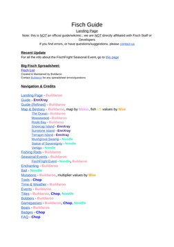 Fisch Update Guide.pdf Comprehensive Fisch Gameplay Guide | PDF | Fishing Rod | Angling