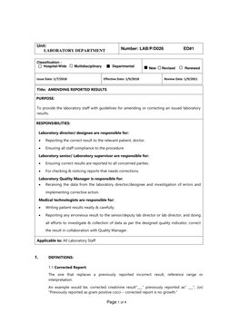 Amending Laboratory Test Results | PDF | Laboratories | Patient