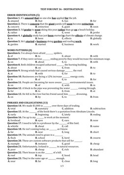 1/3  
TEST FOR UNIT 36 - DESTINATION B1 
 
ERROR IDENTIFICATION (5) 
Question 1. It's amazed that no one else has applied for