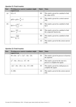 November 2021 Edexcel Maths 1H Mark Scheme | PDF | Mathematics