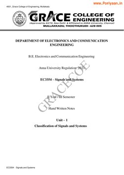 EC3354 Signals and Systems Notes | PDF | Fourier Transform | Convolution