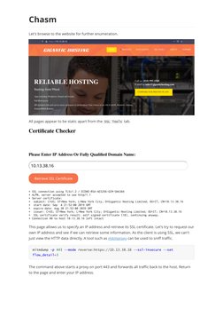 Chasm
 
Let's browse to the website for further enumeration.
All pages appear to be static apart from the SSL Tools  tab.
Thi