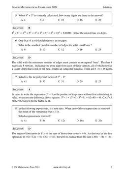 SMC 2024 Solutions and Answers | PDF | Area | Perpendicular