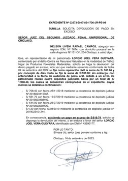 EXPEDIENTE Nº 02573-2017-83-1706-JR-PE-0