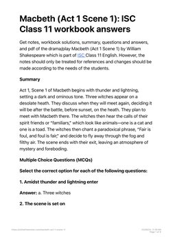 Isc Macbeth Oswald Notes.pdf Macbeth Act 1 Scene 1 Workbook Answers | PDF | Macbeth | Witchcraft