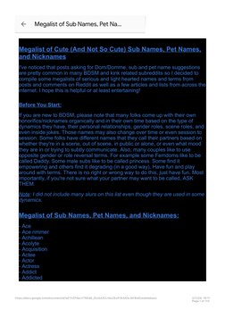 Submissive and Pet Name Megalist | PDF
