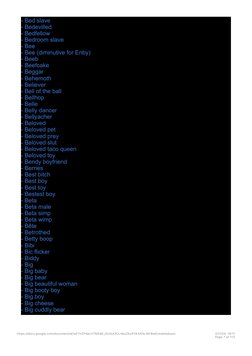Submissive and Pet Name Megalist | PDF