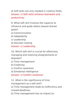 Soft Skills Assessment Questions &amp; Answers | PDF | Emotional Intelligence | Leadership