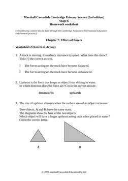 Grade 6 Science: Forces and Motion Worksheets | PDF | Weight | Force