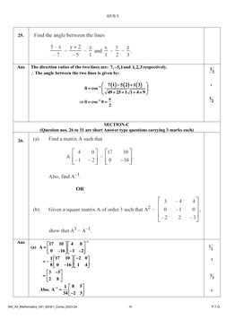 Maths Class 12 Marking Scheme 65/S/1 | PDF | Algebra | Mathematical ...