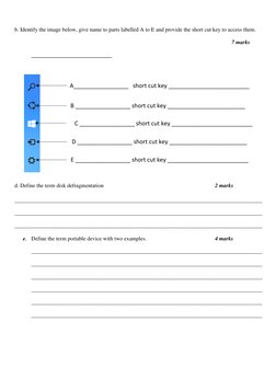 b. Identify the image below, give name to parts labelled A to E and provide the short cut key to access them.   
7 marks