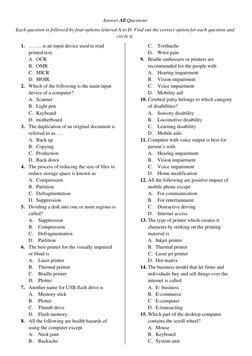 Answer All Questions 
Each question is followed by four options lettered A to D. Find out the correct option for each questio