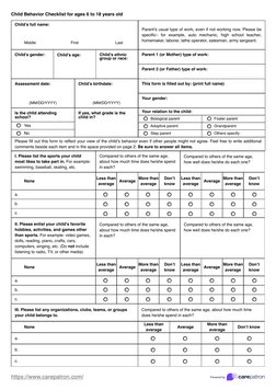 Child Behavior Checklist for Ages 1.5-5 | PDF | Parent | Psychology