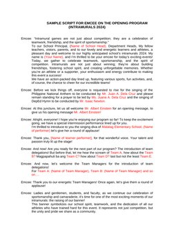 Emcee Script for Intramurals 2024 Opening | PDF