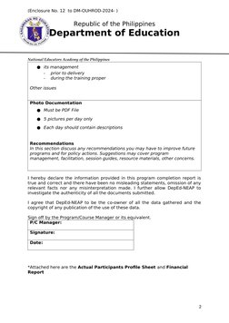 Enclosure No. 13 PD Program Completion Report Form | PDF | Business