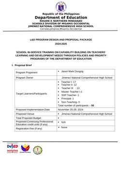 INSET Training Proposal 2024-2025 | PDF | Teachers | Learning