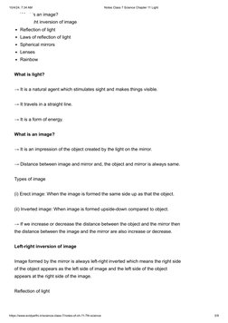 Class 7 Science Chapter 11: Light Notes | PDF | Mirror | Glass ...