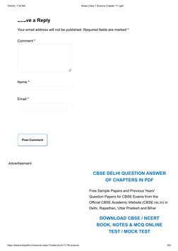 Class 7 Science Chapter 11: Light Notes | PDF | Mirror | Glass ...