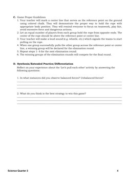 Q3 - WS - Science 7 - Lesson 3 - Week 3 | PDF | Force | Tension (Physics)