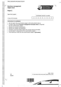Downloaded by Ricardo Antonio Millan Gutierrez 
20EP01
SPEC/3/BUSMT/HP2/ENG/TZ0/XX
Business management
Higher level
Paper 2
S