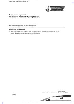 lOMoARcPSD|49714899
SPEC/3/BUSMT/BP1/ENG/TZ0/XX/
CS
Downloaded by Ricardo Antonio Millan Gutierrez 
Business management
Pre-r