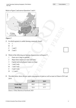 Junior Secondary Exploring Geography (Third Edition) 
 
3 
Food problems 
Part Test 
 
 
 
 
© Oxford University Press (China