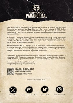 Este documento foi produzido pelo Grimório Paranormal e se trata de um suplemento
homebrew, um conteúdo não-oficial feito por