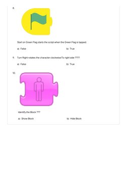Grade 2 Scratch Jr Quiz Worksheet | PDF