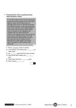 Steps Plus 6 Unit 4 Test A Worksheet | PDF | Foods | Cuisine