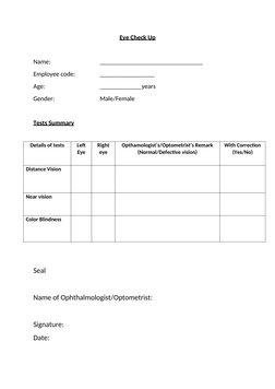Template For Optometry Report.pdf Eye Test Report Template | PDF